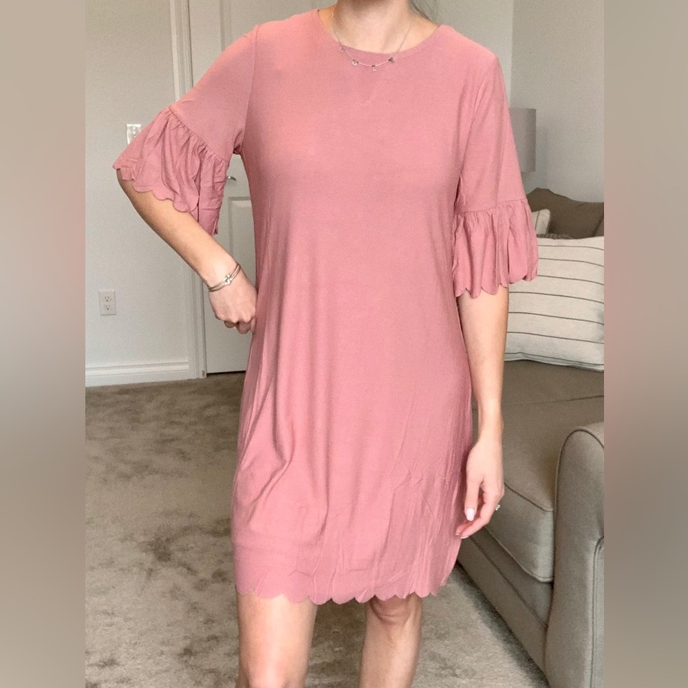 NEW! Scalloped Sleeve Dress